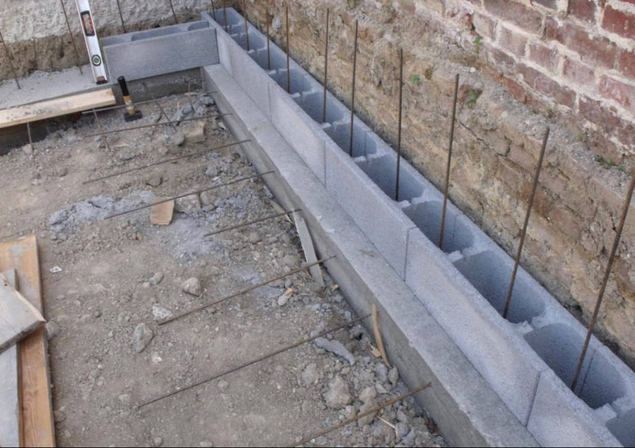 Fondation ferraillée pour un mur maçonné dans l'Essonne (91)