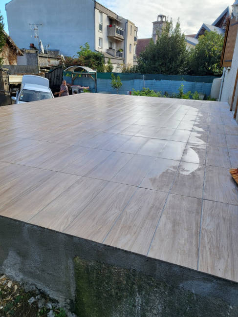Création de terrasse réalisé par Gauthier Terrassement dans l'Essonne (91)